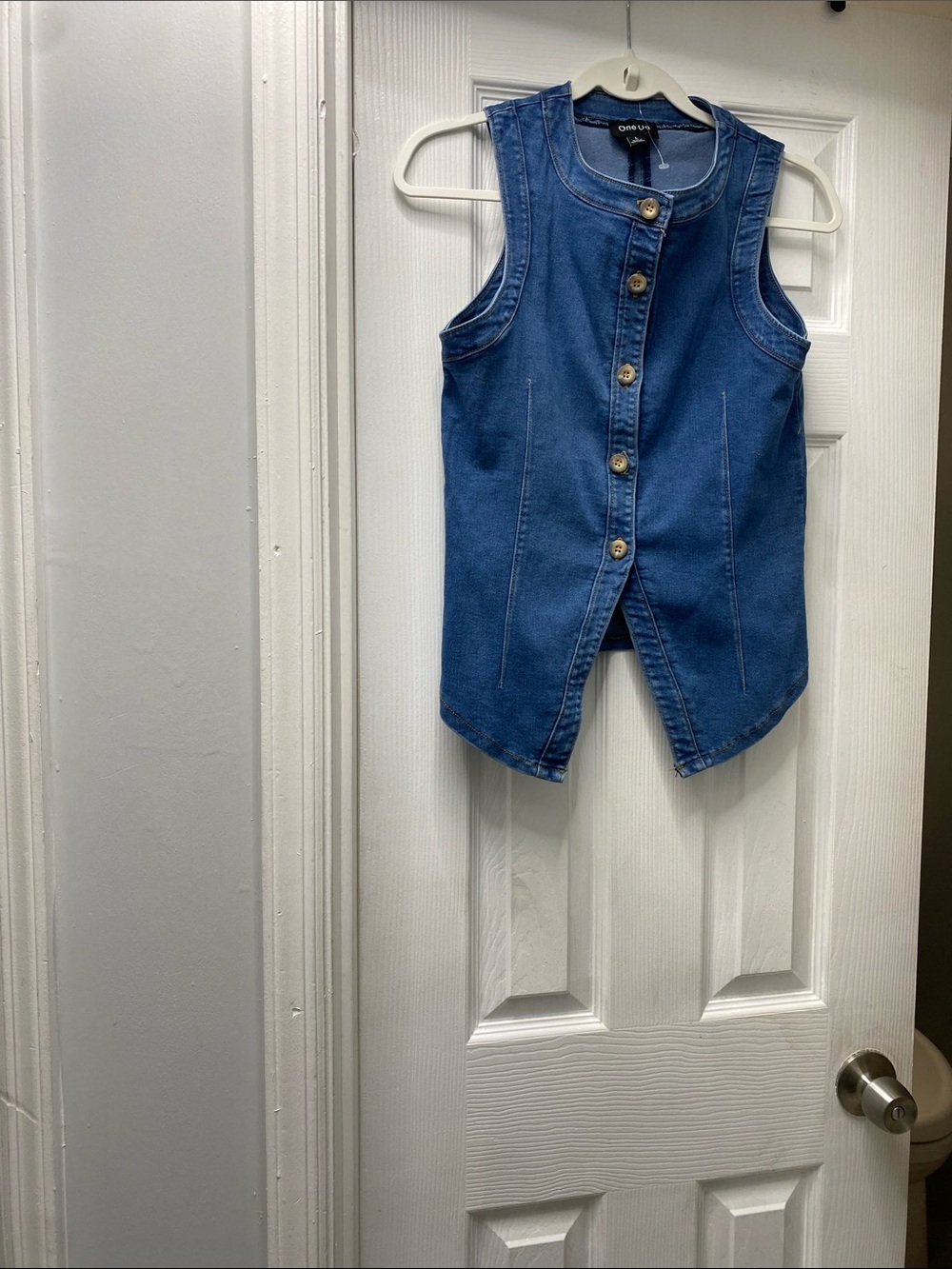 Blue Denim Button-Front Vest